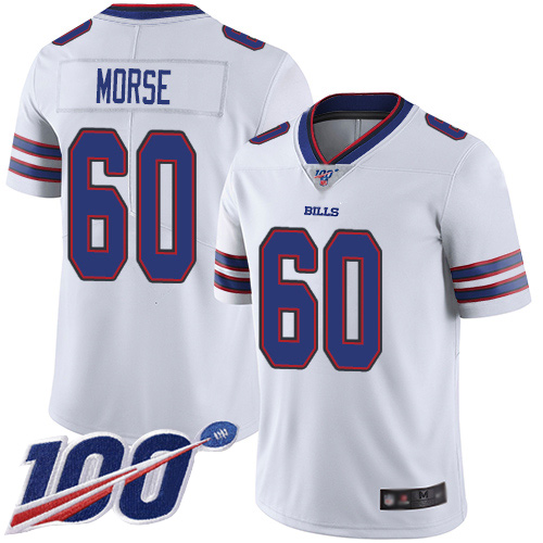 Men Buffalo Bills 60 Mitch Morse White Vapor Untouchable Limited Player 100th Season NFL Jersey